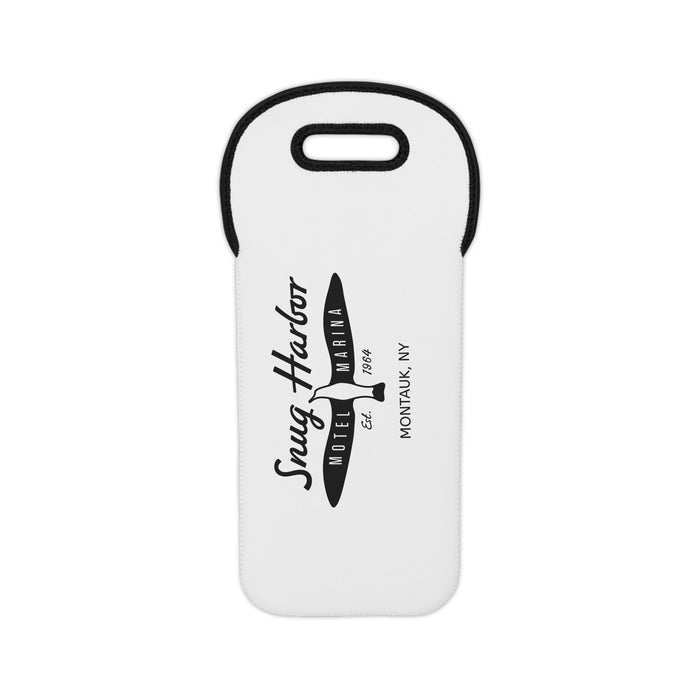 Snug Harbor Motel Seagull Logo Wine Tote Bag | Retro Marina Pub Design