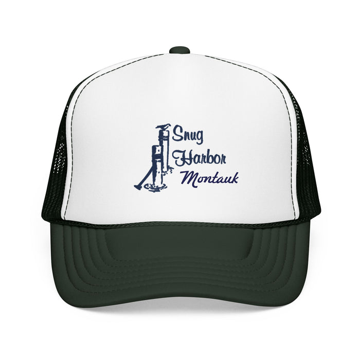 Snug Harbor Trucker Hat — Nautical Dock Cleat Logo Foam Cap