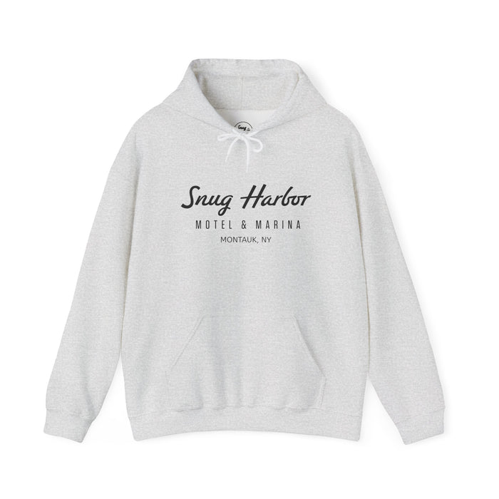 Snug Harbor Motel & Marina Hoodie | Retro Script Logo Pullover