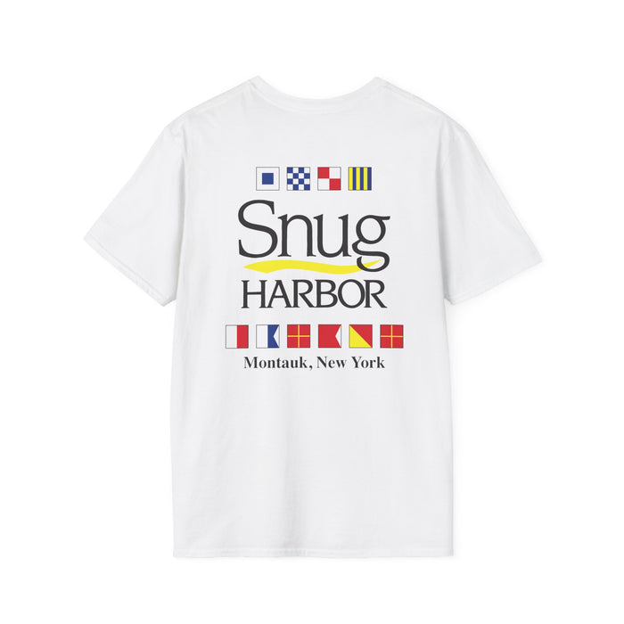 Snug Harbor Montauk Unisex Softstyle T-Shirt - Vintage Nautical Design