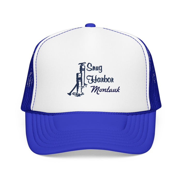 Snug Harbor Trucker Hat — Nautical Dock Cleat Logo Foam Cap