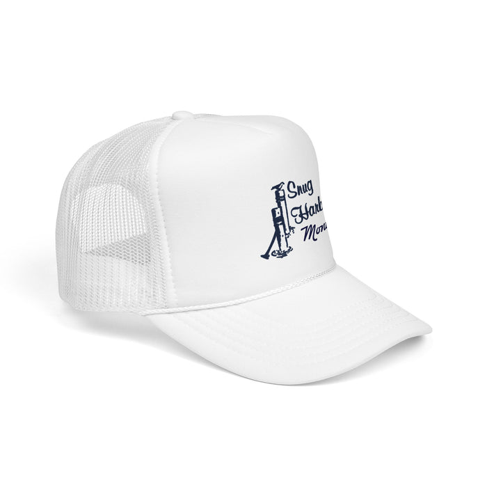 Snug Harbor Trucker Hat — Nautical Dock Cleat Logo Foam Cap
