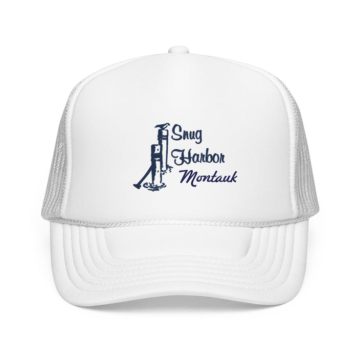 Snug Harbor Trucker Hat — Nautical Dock Cleat Logo Foam Cap