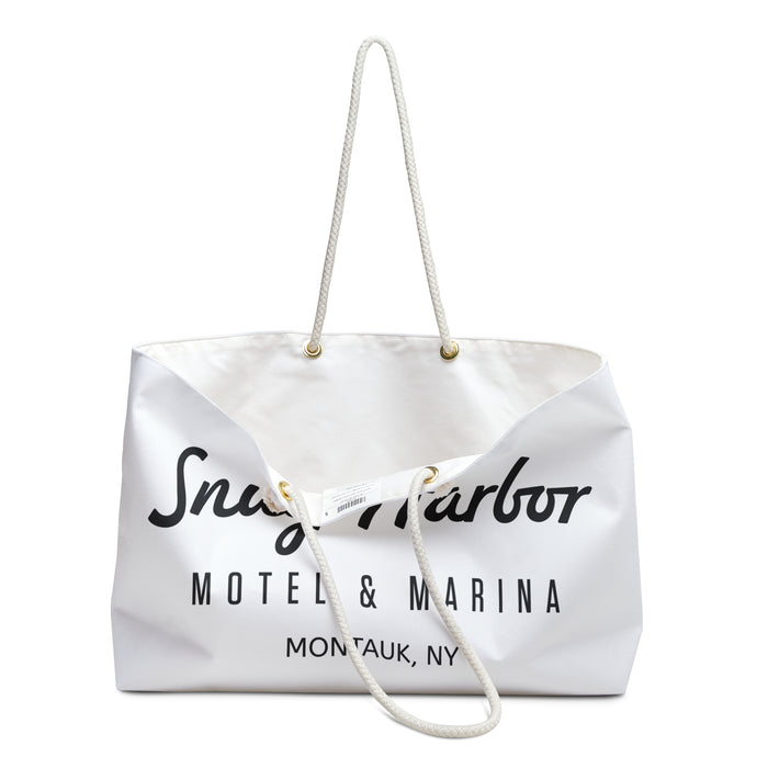 Snug Harbor Motel & Marina Weekender Bag | Vintage Coastal Logo Tote