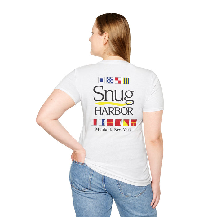 Snug Harbor Montauk Unisex Softstyle T-Shirt - Vintage Nautical Design