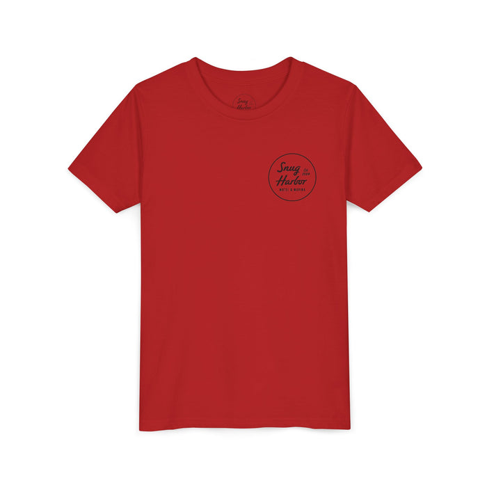 Snug Harbor Motel Marina Youth Tee | Vintage Boat Logo, Nautical Kids Shirt