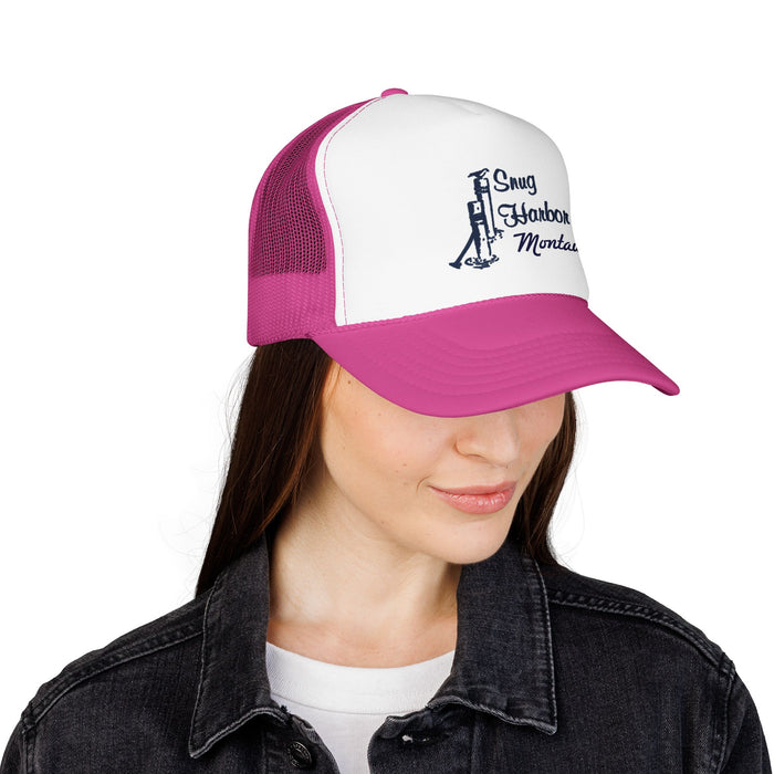 Snug Harbor Trucker Hat — Nautical Dock Cleat Logo Foam Cap