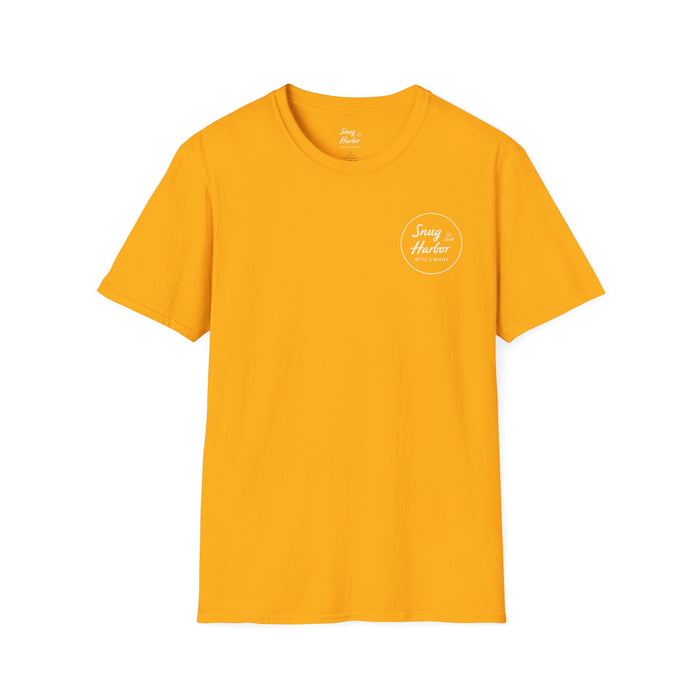Snug Harbor Seagull logo T-Shirt | Motel Marina graphic tee (white logo)
