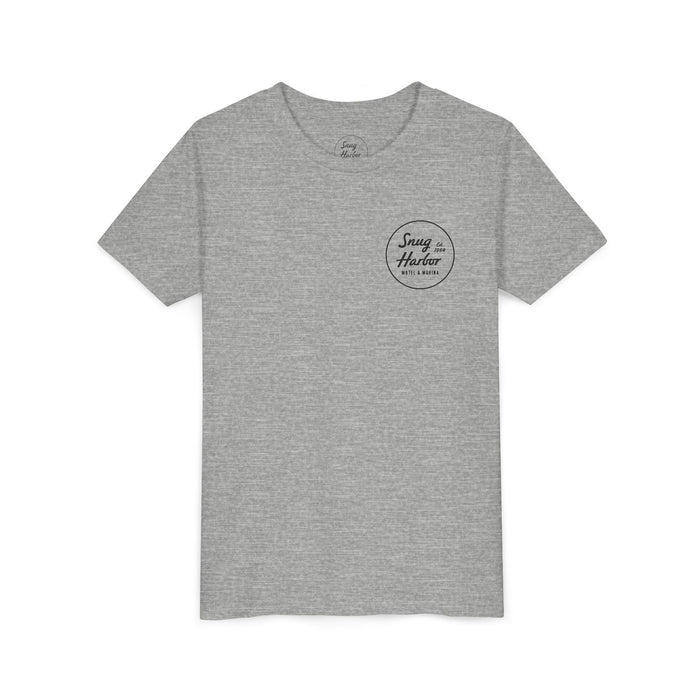 Snug Harbor Motel Marina Youth Tee | Vintage Boat Logo, Nautical Kids Shirt
