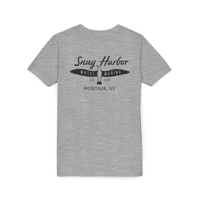Snug Harbor Motel Marina Youth Tee | Vintage Boat Logo, Nautical Kids Shirt