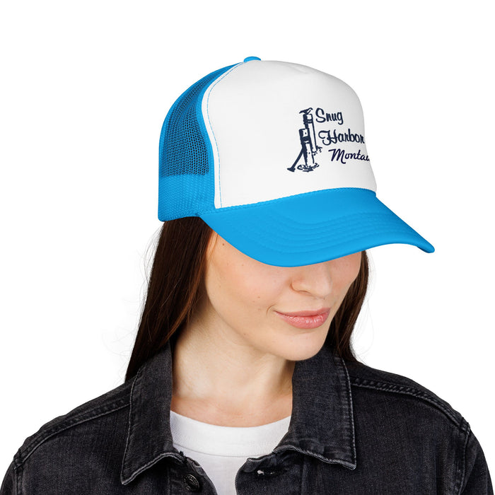 Snug Harbor Trucker Hat — Nautical Dock Cleat Logo Foam Cap