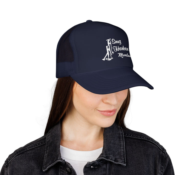 Snug Harbor Trucker Hat — Embroidered Nautical Anchor Foam Cap