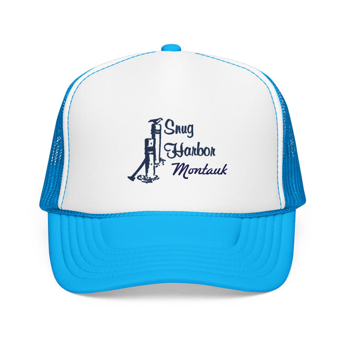 Snug Harbor Trucker Hat — Nautical Dock Cleat Logo Foam Cap