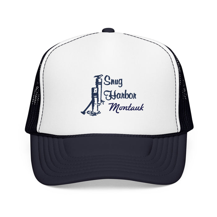 Snug Harbor Trucker Hat — Nautical Dock Cleat Logo Foam Cap