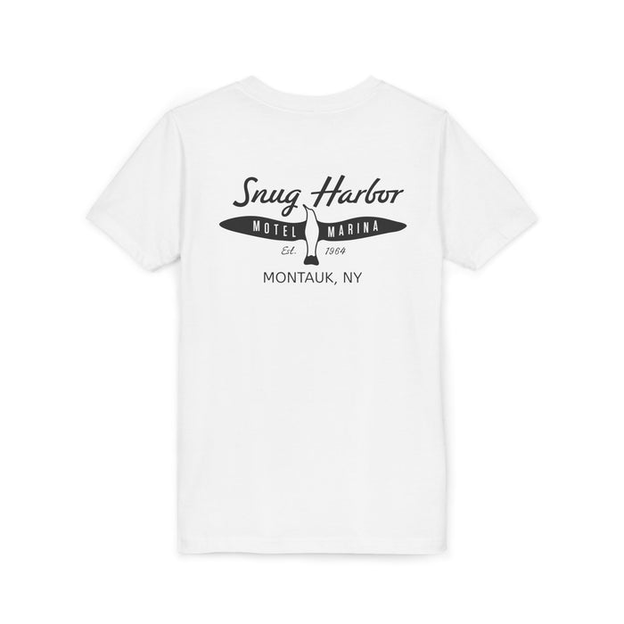 Snug Harbor Motel Marina Youth Tee | Vintage Boat Logo, Nautical Kids Shirt