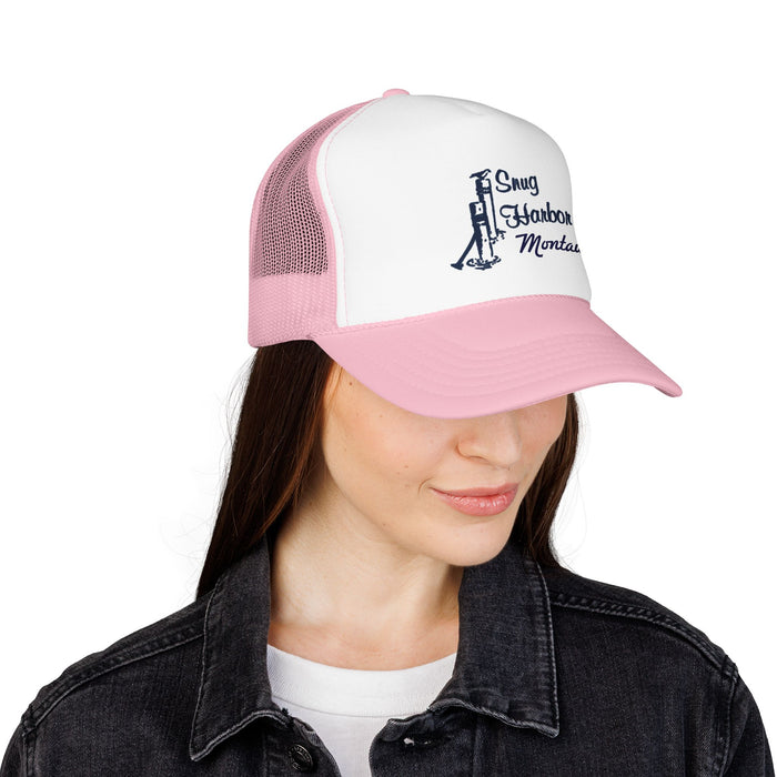 Snug Harbor Trucker Hat — Nautical Dock Cleat Logo Foam Cap