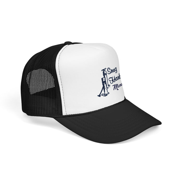Snug Harbor Trucker Hat — Nautical Dock Cleat Logo Foam Cap
