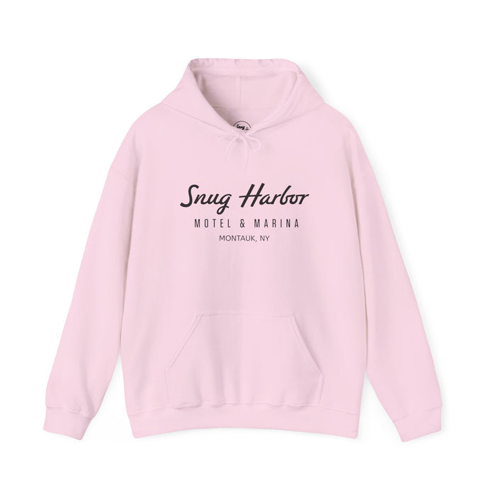 Snug Harbor Motel & Marina Hoodie | Retro Script Logo Pullover
