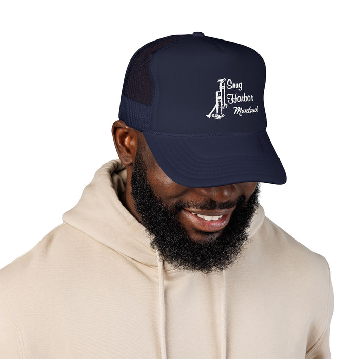 Snug Harbor Trucker Hat — Embroidered Nautical Anchor Foam Cap