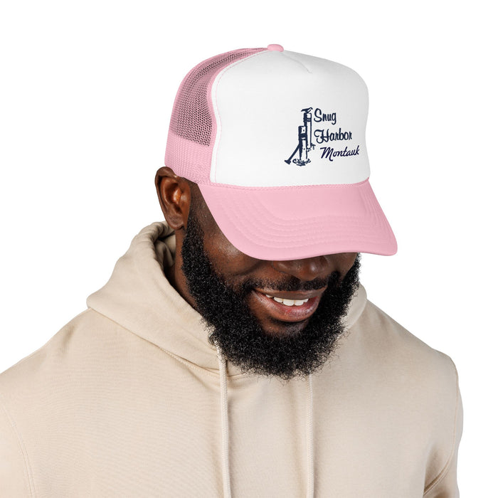 Snug Harbor Trucker Hat — Nautical Dock Cleat Logo Foam Cap
