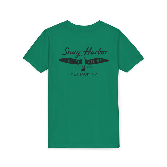 Snug Harbor Motel Marina Youth Tee | Vintage Boat Logo, Nautical Kids Shirt