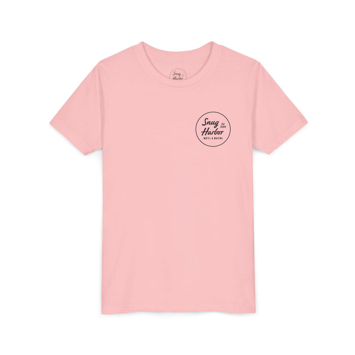 Snug Harbor Motel Marina Youth Tee | Vintage Boat Logo, Nautical Kids Shirt