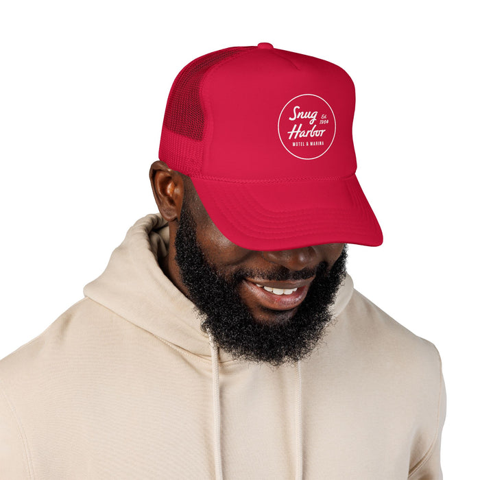 Snug Harbor Foam Trucker Hat – Retro Motel & Marina Patch Cap
