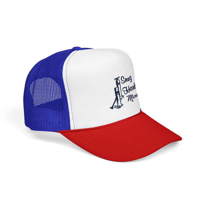 Snug Harbor Trucker Hat — Nautical Dock Cleat Logo Foam Cap