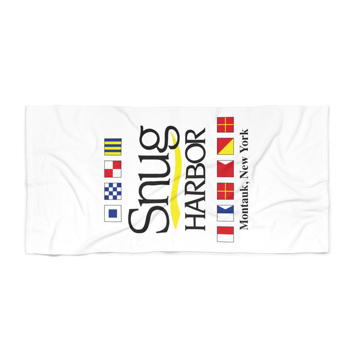 Snug Harbor Montauk Nautical Beach Towel — Coastal Flag Design