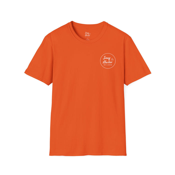 Snug Harbor Seagull logo T-Shirt | Motel Marina graphic tee (white logo)