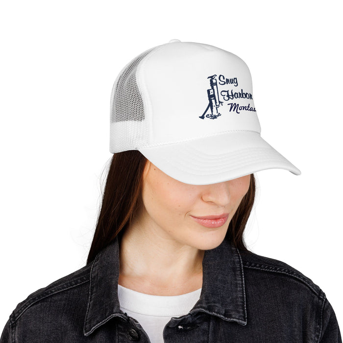 Snug Harbor Trucker Hat — Nautical Dock Cleat Logo Foam Cap