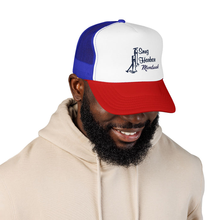 Snug Harbor Trucker Hat — Nautical Dock Cleat Logo Foam Cap