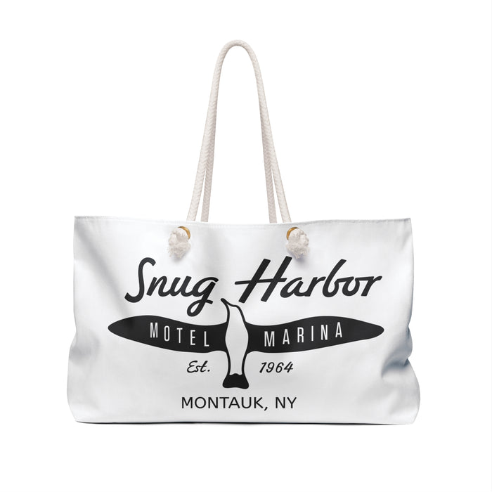 Snug Harbor Motel & Marina Weekender Bag | Vintage Coastal Logo Tote