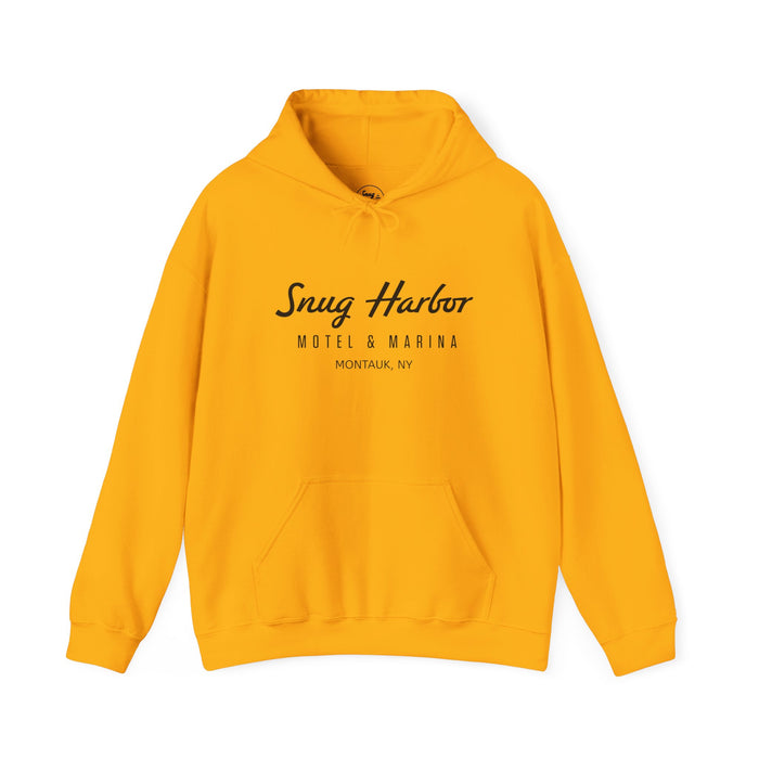 Snug Harbor Motel & Marina Hoodie | Retro Script Logo Pullover