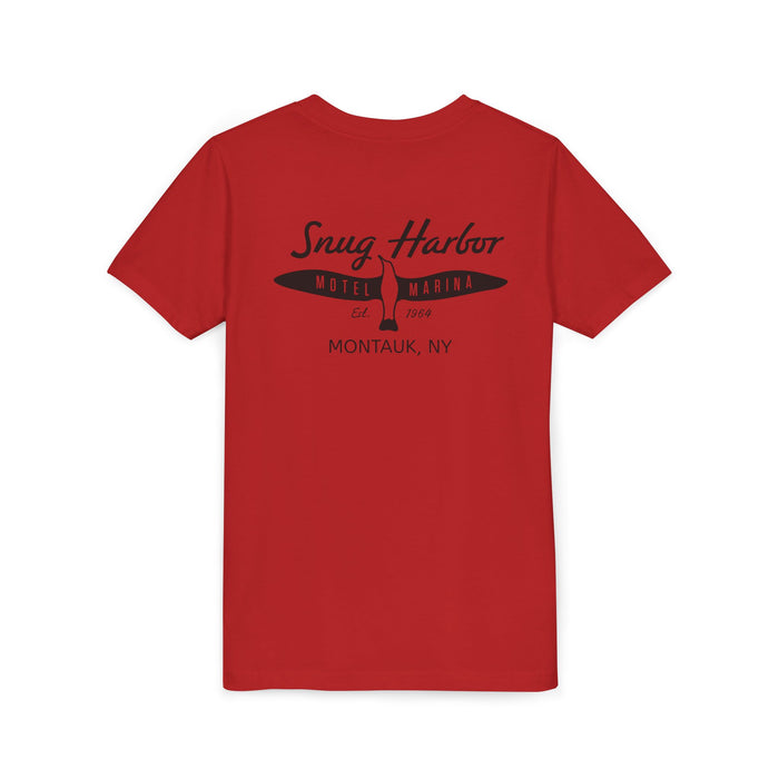 Snug Harbor Motel Marina Youth Tee | Vintage Boat Logo, Nautical Kids Shirt