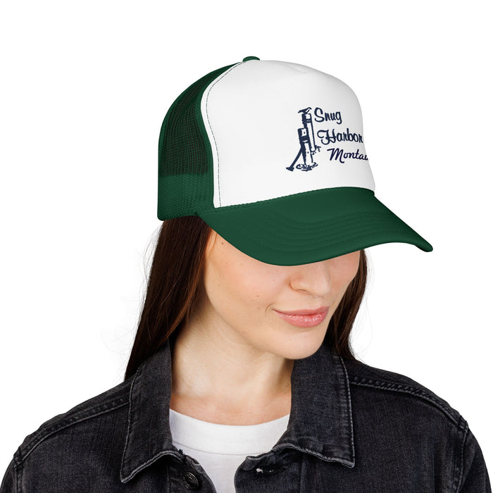 Snug Harbor Trucker Hat — Nautical Dock Cleat Logo Foam Cap