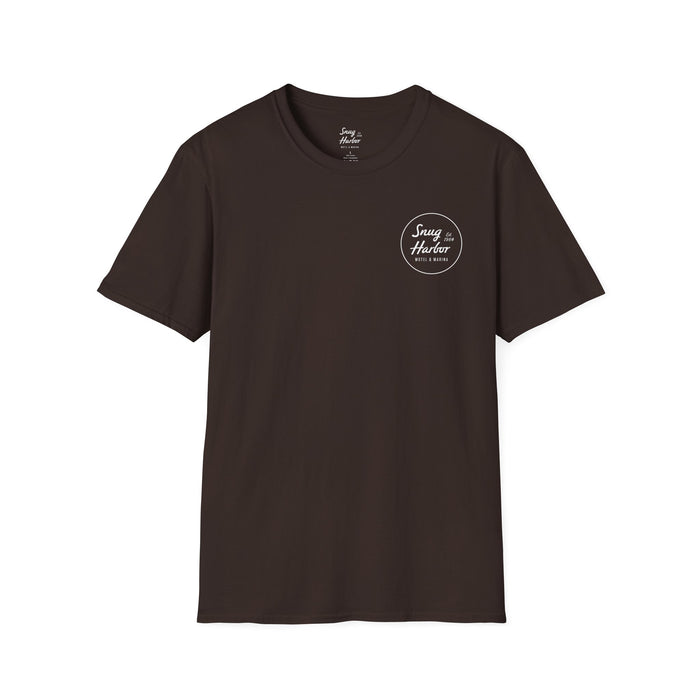 Snug Harbor Seagull logo T-Shirt | Motel Marina graphic tee (white logo)
