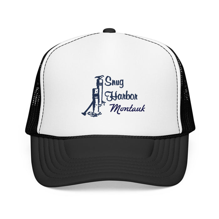 Snug Harbor Trucker Hat — Nautical Dock Cleat Logo Foam Cap