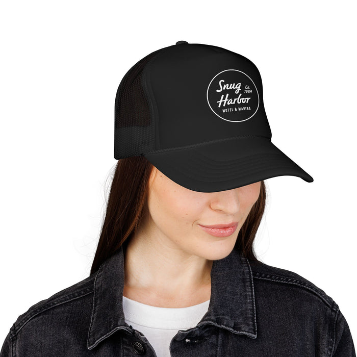 Snug Harbor Foam Trucker Hat – Retro Motel & Marina Patch Cap