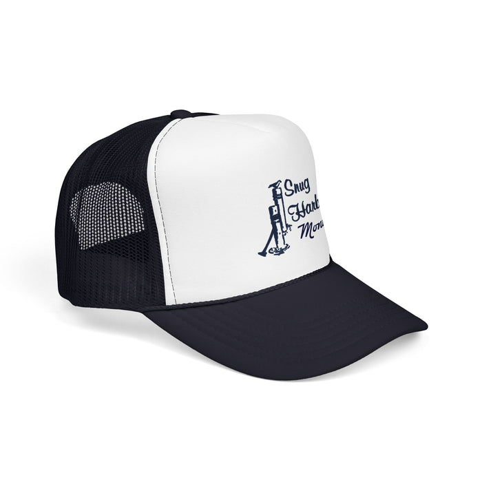 Snug Harbor Trucker Hat — Nautical Dock Cleat Logo Foam Cap
