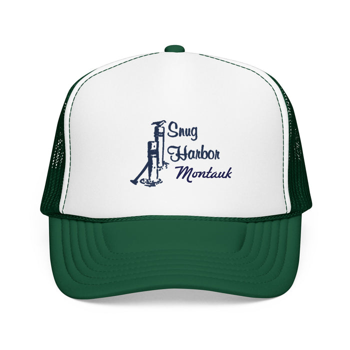 Snug Harbor Trucker Hat — Nautical Dock Cleat Logo Foam Cap