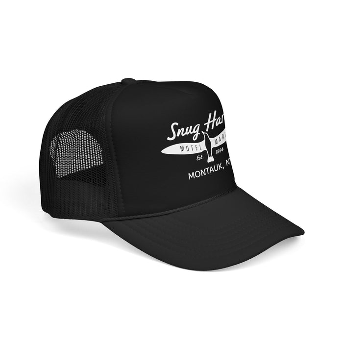 Snug Harbor Surfboard Trucker Hat — Retro Beach Cap