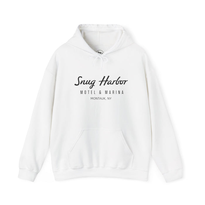Snug Harbor Motel & Marina Hoodie | Retro Script Logo Pullover