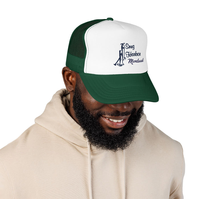 Snug Harbor Trucker Hat — Nautical Dock Cleat Logo Foam Cap